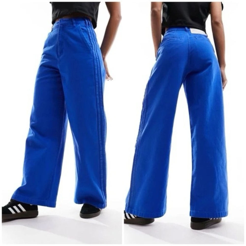 KSENIASCHNAIDER 3-Stripe Wide Leg Dyed Jeans Bright Blue Denim